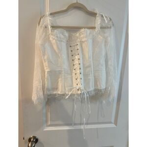 White Lace Corset Top Blouse size 2XL